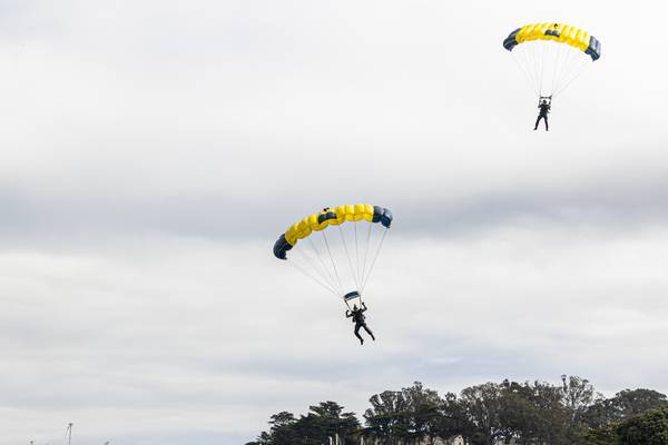 Navy parachutist lands on mother, child during Fleet Week jump 